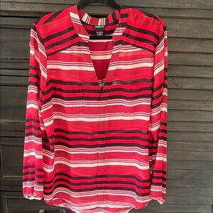 Torrid Vibrant Red and Black Striped Blouse
